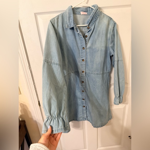 Pink Lilly Denim Long Sleeve Mini Dress - Picture 4 of 4